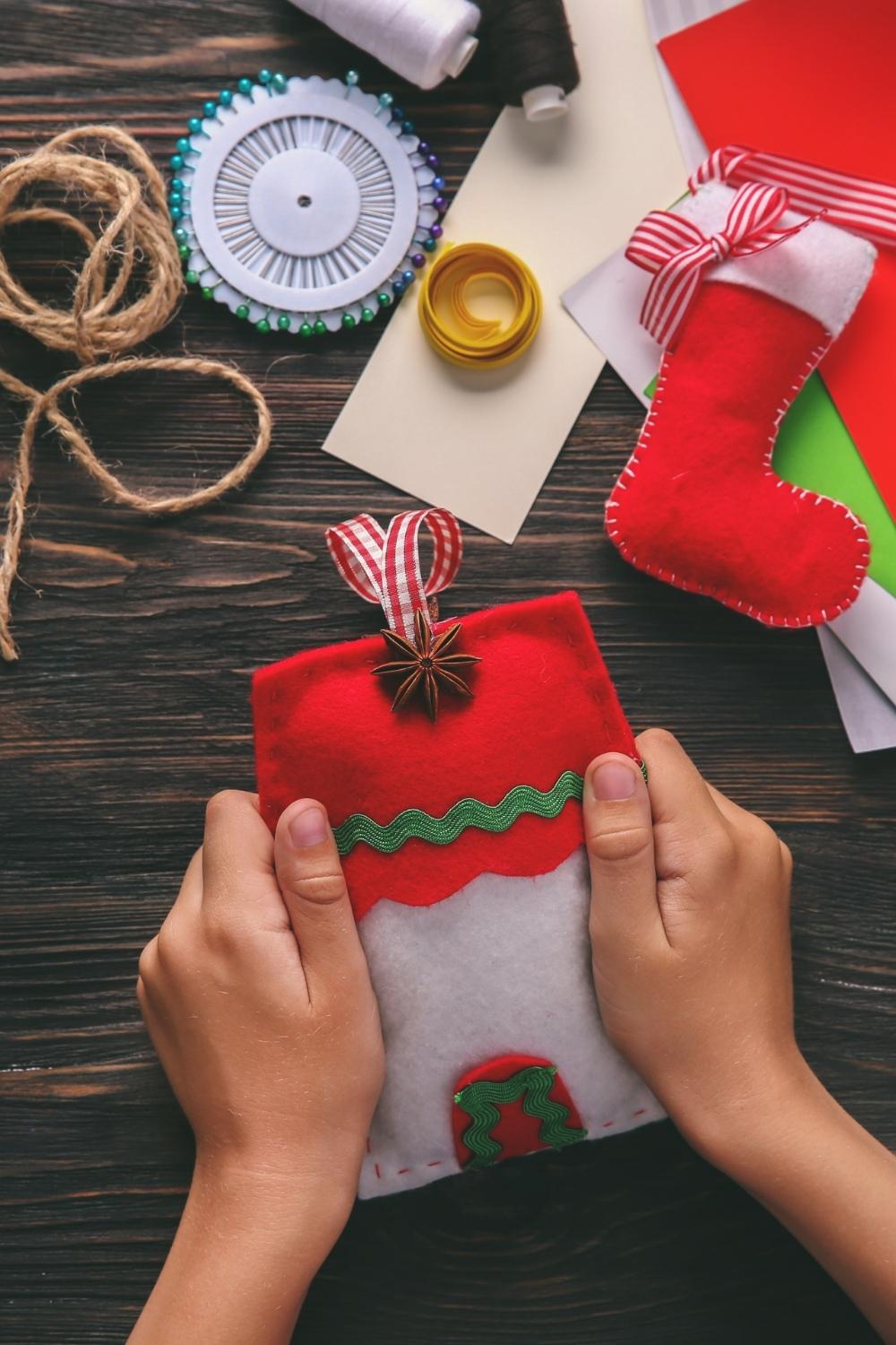 Making Christmas Socks from Felt Fabric